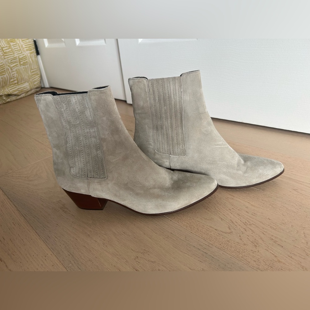 Saint Laurent Beige Suede Ankle Boots